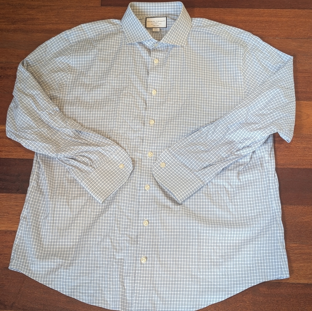 Charles Tyrwhitt Light Blue Check Dress Shirt 17.5-34